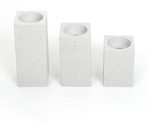 Handgegossene Design Kerzenständer aus Beton im 3er Set für Teelichter und Kerzen