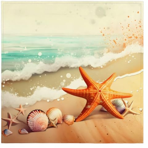 Stoffservietten mit Ozean-Motiv, Meer, Strand, wiederverwendbar, waschbar, für Küche, Esstisch, für Zuhause, Abendessen, Hochzeit, Bankett, Party, 50,8 x 50,8 cm, 6 Stück