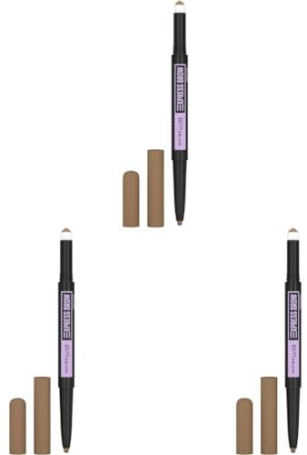 Maybelline New York Express Brow Satin Duo Augenbrauenstift und -puder in Nr. 01 Dark Blonde, dunkelblond (Packung mit 3)