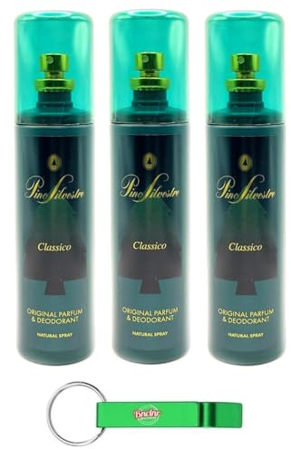 3er-Pack Pino Silvestre Classico Original Parfum & Deodorant Spray 125ml + Beni Culinari Kostenloser Schlüsselanhänger