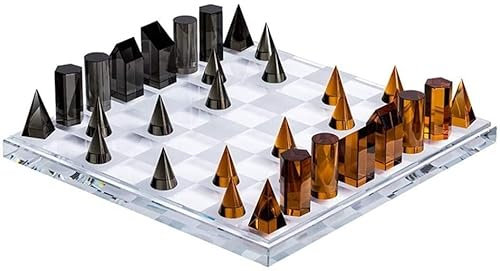 Juego de tablero de ajedrez Juego de ajedrez Juego de ajedrez de cristal Tablero de ajedrez Piezas de ajedrez geométricas de alta gama, Ajedrez internacional de lujo ligero Decoración de escritor