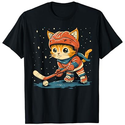Eishockeyspieler Katze auf Eishockey T-Shirt