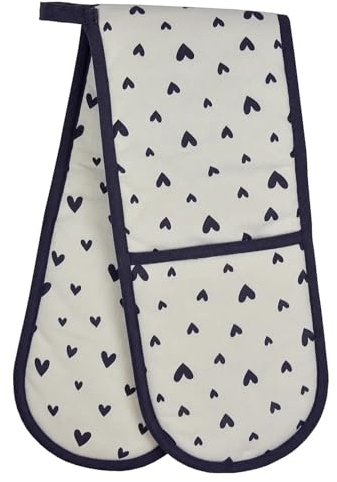 Oven Gloves Heat Resistant Non Slip Double Oven Mitts Cotton Kitchen Long Gloves For Grilling Cooking Baking (Hearts)