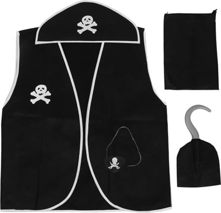 BESTonZON 1 Set Pirate Costume Pirate Hat Pirate Hand Hook Costume Pirate Eye Cover Pirate Cap Captain Costume Hat Skull Hat Carnival Hats Funny Party Hat Pirate Party Favors Cloth