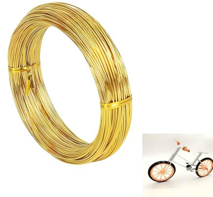 18 Gauge 1mm Gold Aluminum Craft Wire, 45m Flexible Wire for Crafts, Floristry, Jewellery Making & Bead Floral Making