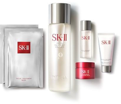 Pitera Bestsellers Set by SK-II for Unisex - 6 Pc 7.7oz Facial Treatment Essence, 1oz Facial Treatment Clear Lotion, 0.4oz Skinpower Cream, 2 Facial Treatment Mask, 0.5oz Facial Treatment Cleanser