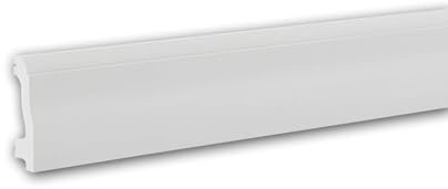 PRO[f]home® - 1 x Battiscopa 653801 Profhome 200 cm x 1,5 cm x 6 cm bianco Polistirene estruso (XPS) premesticato leggero dimensionalmente stabile resistente agli urti con canali passacavi