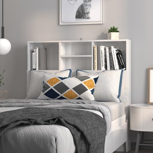 Myheimly Bett-Kopfteil mit Ablagen Hochglanz-Weiß 100x19x103,5 cm
