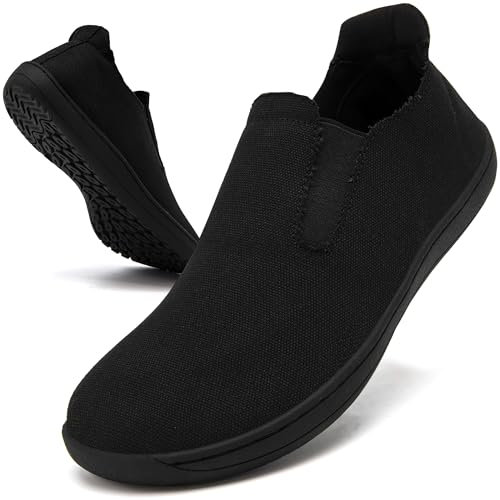 Oltyutc Barefoot Femme Chaussures Minimalistes Basket Pieds Larges sans Lacets Mocassins RandonnéeSneakers Sport Tennis Confort Noir EU 39