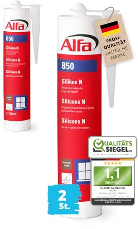 2x Alfa Silikon Braun Bausilikon zum Kleben und Abdichten Fugendichtstoff UV- und witterungsbeständiger Qualitäts-Dichtstoff