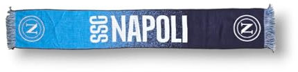 3R Sport SSC Napoli, sciarpa jacquard, prodotto ufficiale 100% acrilico, Azzurro, Bianco, blu