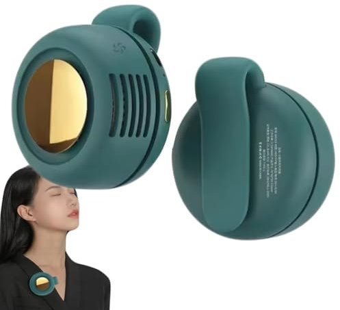Small Whirlwind Clip Waist Neck Fan, Tragbarer Hals-Ventilator, Taillenclip-Ventilators, Hands Free Fan, 3 Geschwindigkeiten Wiederaufladbar Taillenclip Klingenloser Ventilator für Outdoor (Grün)