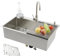 KOOGIMDDR 85x50 fregadero SUS304 acero inoxidable cocina multifunción hecho a mano, con rejilla para suelo, fregadero de cocina grande de una bañera, con grifo y varios accesorios