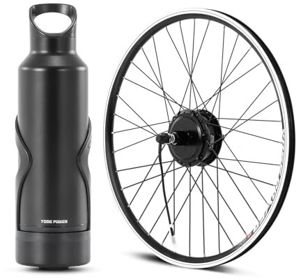 YOSE POWER Kit de conversion de vélo électrique de 26 pouces 36 V 250 W Kit de conversion de vélo électrique avec batterie 36 V 7 Ah et capteur de torsion intégré