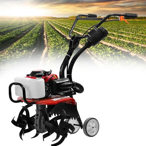 GBHJJ Motozappa a Benzina a 4 Tempi, 55 CC, Motocoltivatore e Fresatrice Semovente a Benzina, 4 Lame, velocità Rotazione 10.500 Giri/Min, Larghezza Fresa 400 MM, profondità Fresa 200 MM, per Aratura