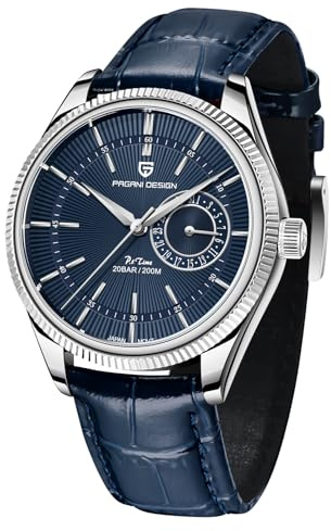 Montre Sportive pour Homme Pagani Design en Acier Inoxydable à Quartz, 40 mm, étanche jusqu'à 200 mètres, Bracelet en Cuir