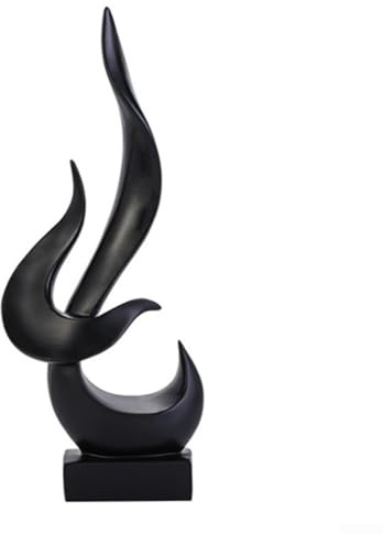 Moderne Flamme dekorative Skulptur für Zuhause und Büro abstraktes Design aus stabilem Harz (schwarz)