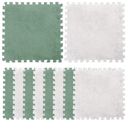 Carreaux de Sol en Mousse 10 pcs en Peluche de Mousse 11, 8x11, 8 Pouces Carreaux Tapis enlacés carrés