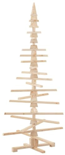 Massbinet Weihnachtsbaum Holz zum Schmücken Weihnachtsschmuck Christbaum Tannenbaum Künstlich Platzsparend DIY Dekoration Weihnachtsdeko 180 cm