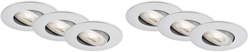 BRILONER - 3er Set LED Einbaustrahler 230V, LED Strahler Badezimmer IP65, Deckenstrahler stufenlos dimmbar, Spots, Deckenspots, Badezimmerlampe, Chrom-Matt, 90x42 mm (DxH) (Packung mit 2)