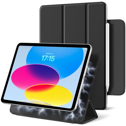 Maledan Magnetisch Hülle für iPad A16 11 10 Generation 2025/2022 11/10.9 | Magnetbefestigung Schlanke Leichtgewicht Stand Schutzhülle für iPad 11./10. Gen, Auto Schlafen/Wachen, Schwarz
