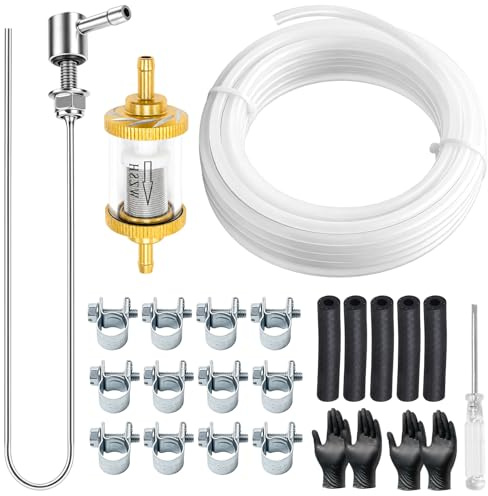 Hengxinchen 25 Stück Kraftstoff Standrohr Set, 6M Kraftstoffleitung | Tankentnehmer Standheizung mit Ölfilter, Verbindungsrohr, Schlauchschelle, Benzinschlauch für Heizsysteme Standheizung Diesel