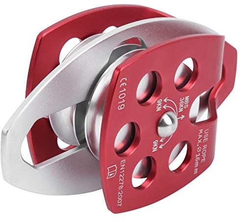 RiToEasysports Polea de Doble Roldana, Aluminio Aeronáutico 7075, Accesorio para Escalada y Montañismo con Placas Laterales Abatibles, para Cuerdas de Menos de 16 Mm, Escalada en Roca y