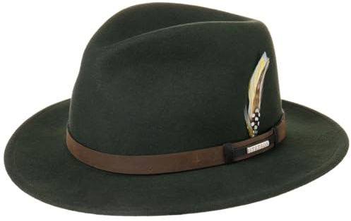 Stetson Sardis VitaFelt Traveller Hut Damen Herren Wollfilzhut wasserabweisend Made in USA Regenhut Packable Sommer Winter grün M (56-57 cm)