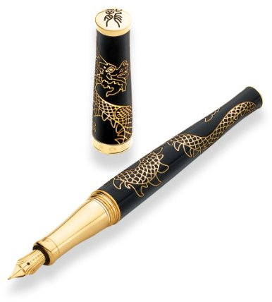 Special Edition - Year of the Dragon Black Lacquer Fountain Pen with 18ct Nib