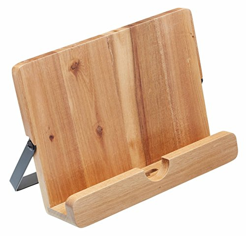 Natural Elements Kochbuch und Tablet Ständer aus Akazienholz - 25 x 25 x cm - Braun - aus ökologischem Material - nachhaltig - Leseständer - Buchstütze