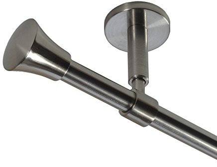 BASIT Gardinenstange Deckenmontage 1 läufig 480 cm lang Edelstahl Look Set Metall I 1-läufige Vorhangstange Deckenmontage Ø16mm I 120-600cm wählbar D11