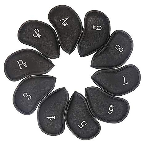 MamimamiH PU Leather Golf Club Iron Headcover for Taylormade Callaway (Pack of 10,Black)