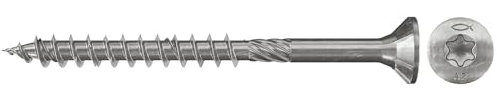 fischer - Vis à bois PowerFast 6.0 x 80 Tête fraisée. empreinte TX. inox A2. filetage partiel/Boite de 100