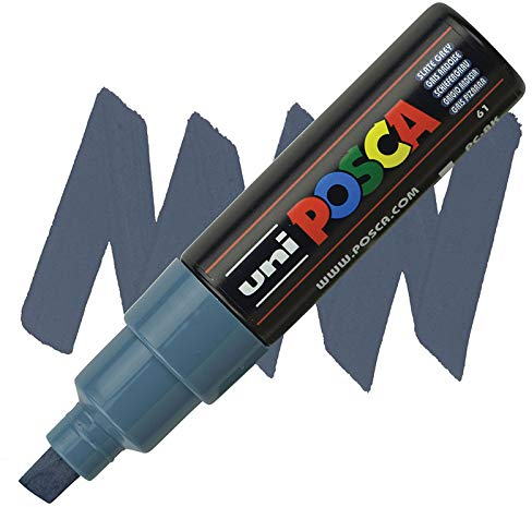 UNI - Posca Marker PC-8K Farbe Glas Stift Breite Meißel Spitze 8.00mm Grau