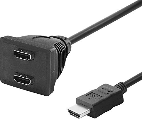 BestPlug 20cm Y HDMI Kabel Adapter Verteiler Splitter Weiche, 1 HDMI Stecker männlich auf 2 HDMI Buchse Kupplung weiblich, High Speed, geeignet für HD FullHD, Schwarz