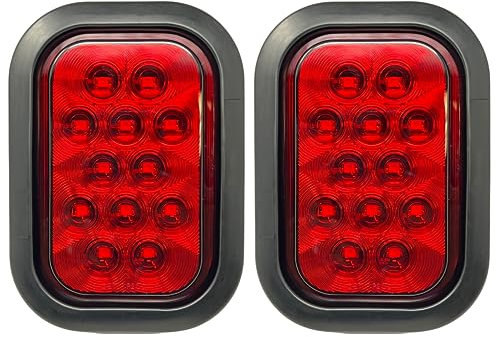 QTY 2 – 5 x 3 rectángulo rojo 12 LED de freno/Turn/Tail Camión Luz Arandela & PIGTAIL