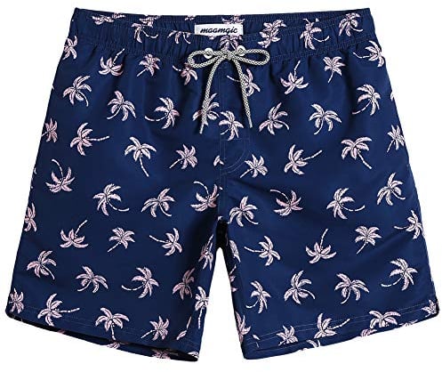 MaaMgic Badehose Herren Schnelltrocknende Badeshorts Jungen Strand Strandurlaub Surf Freizeit Laufen Sport mit Netzfutter Taschen einstellbare Kordelzug MEHRWEG-L-Kokosnuss Navy Blau