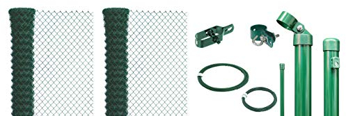 Alberts 634773 Maschendrahtzaun als Zaun-Komplettset, zum Einbetonieren | verschiedene Längen und Höhen | grün | Höhe 150 cm | Länge 40 m