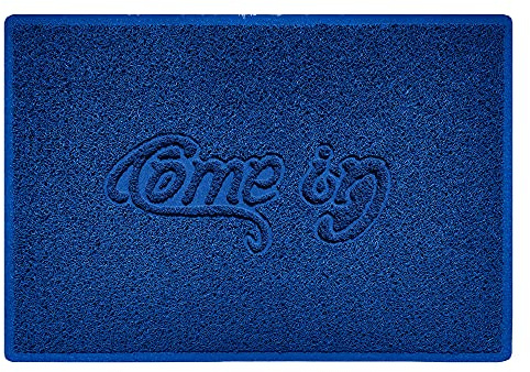 Nicoman COME-IN Embossed Shape Door Mat Dirt-Trapper Washable Barrier Doormat-(Use Indoor or Sheltered Outdoor)-(90x60cm/3x2ft,Large) Blue