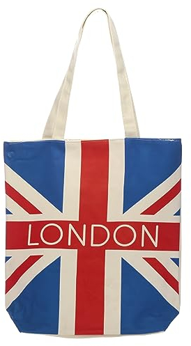 London Union Jack Flag Cotton Bag with Zip and Lining
