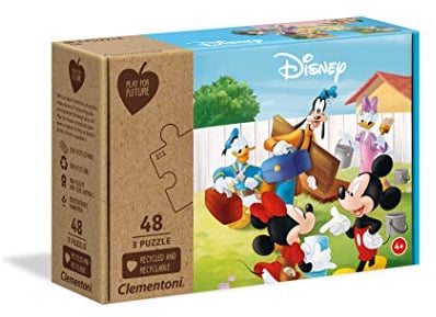 Clementoni - 25256 - Disney Mickey Classic - 3x48 pieces - Made in Italy - 100% recycled materials, jigsaw puzzle for kids