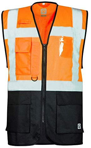 ARDON Signal Warnweste Professionelle Reflektierende Weste zweifarbig atmungsaktiv mit Taschen Reißverschluss Hohe Sichtbarkeit Warnschutzweste Auto KFZ EN471 orange (M)
