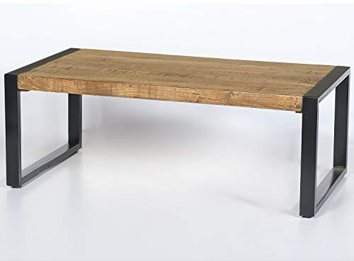 JUSNOVA Couchtisch Nairobi 110 x 60 cm Mango Massivholz Metall schwarz