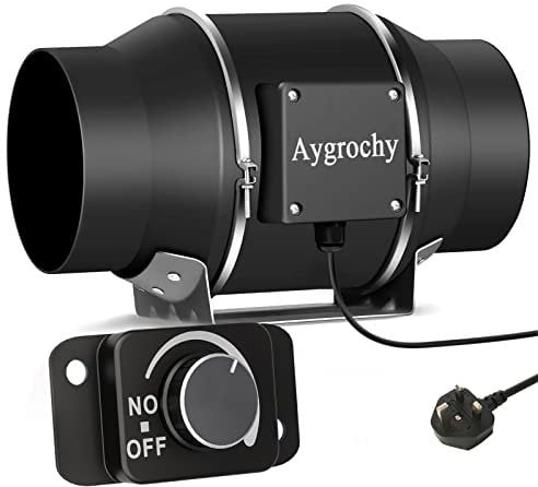 Aygrochy 6 inch Quiet Inline Duct Fan with Variable Speed Controller - Ventilation Exhaust Fan Using for Heating Cooling Booster, Grow Tents, Hydroponics,Home use Ventilation and Exhaust Blower.
