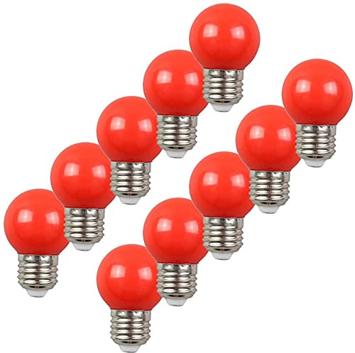 Aiwerttes 10er Pack Farbige LED-Lampen E27 G45 2W Glühbirnen, LED Farbige Golfballbirne, Rotes Golflicht für Outdoor Indoor Dekorativ