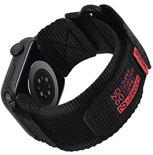 Nereides Compatible with Apple Watch Straps Series 10 9 8 7 6 5 4 SE SE2 Ultra 2/1, Nylon Sport Replacement Band for iWatch Strap 46mm 45mm 44mm 49mm (L, Black)