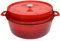 Grillfürst farbig emaillierter Dutch Oven ca. 12 Liter Fassungsvermögen - stabil stehender Gusseisentopf ohne Füße, rote Kratzfeste Emaillierung, multifunktional, ca. 20,5 x 46 cm, DO12