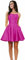 KURFACE Vestido corto de fiesta de satén con bolsillos para mujer, fucsia, 46