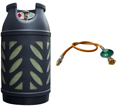 Bluecraft Premium 10 kg Eigentums Propan-Gasflasche (leer) leichter als 11 kg Propangasflasche inkl. Umrüstset für Gasgrills und Kocher Camping und Caravan