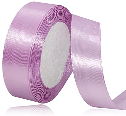 Lavendel Satinband 25mm x 22Meters Schleifenband Flieder Lila Geschenkband Dekoband Stoffband für Geschenk, Basteln, Nähprojekte, Haarschleifen, Brautstrauß, Hochzeits Dekoration